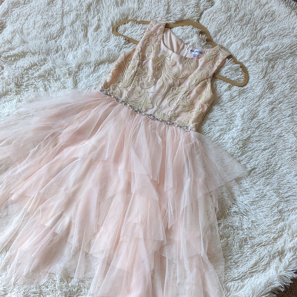 Girls Sequin/Beaded Flower Girl Dress